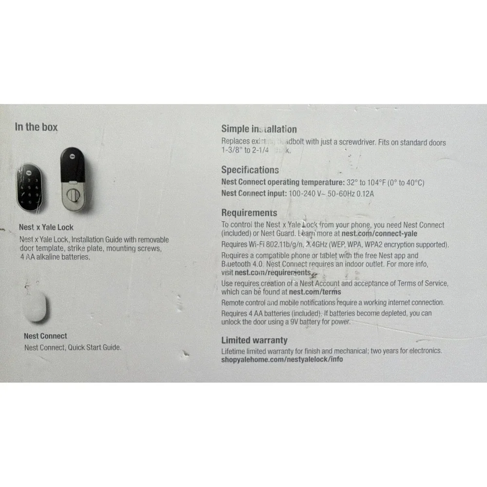 Nest X Yale Lock (Satin Nickel Finish) Smart Lock With Nest Connect Included New